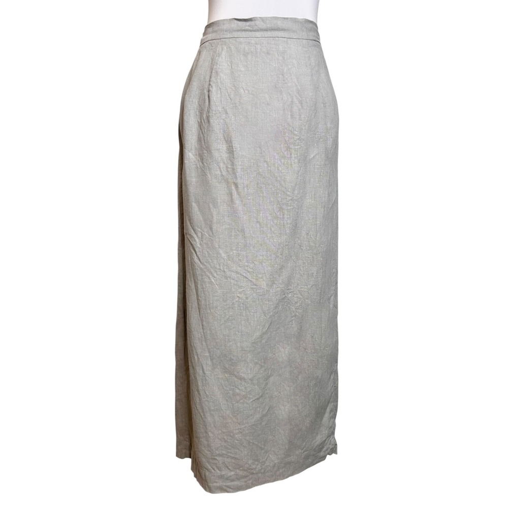 Sleeper Light Gray Linen Maxi Skirt S Quiet Luxury Minimalist Wrap Look - Picture 4 of 9